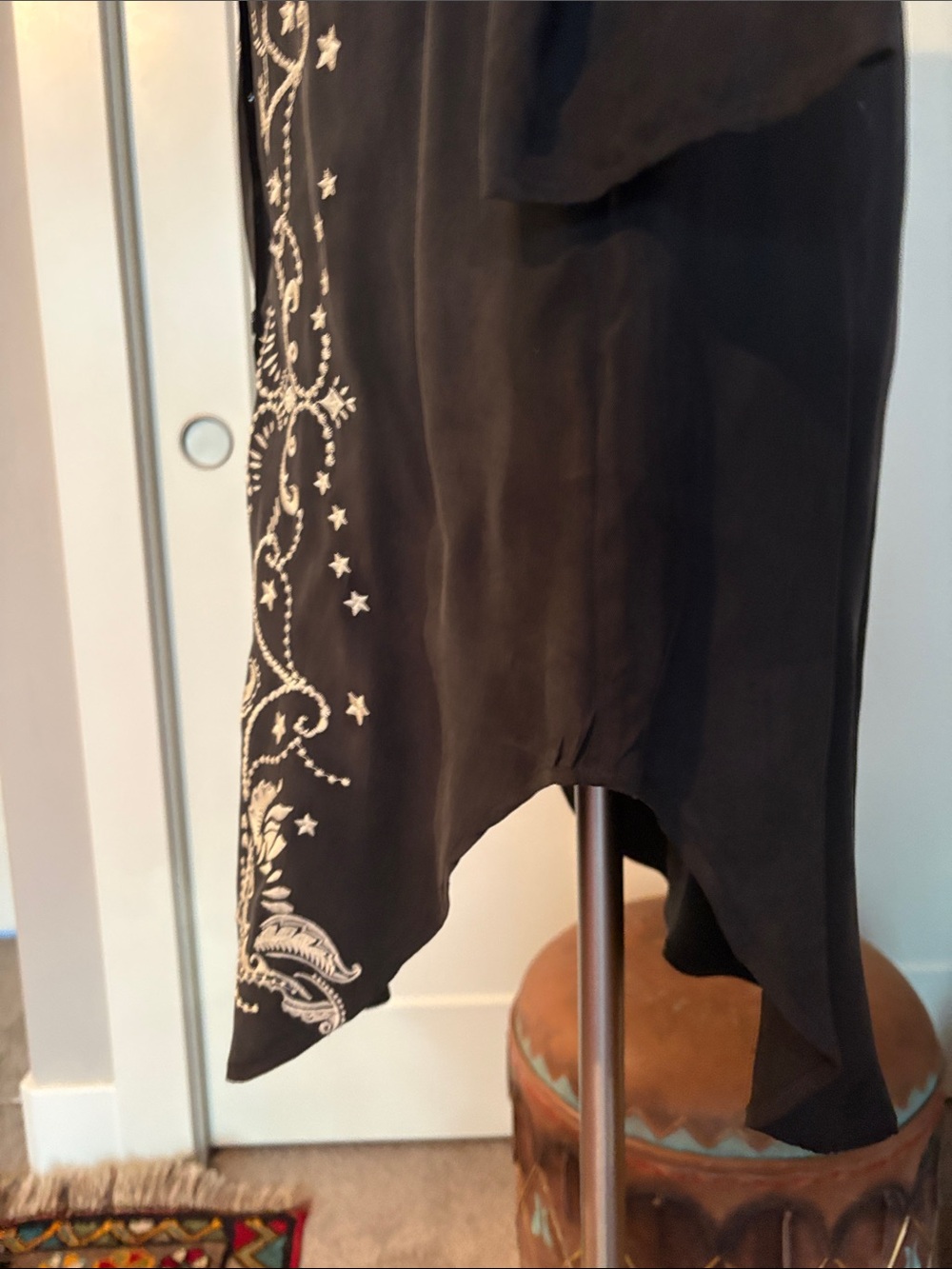 Odd Molly Black Long-Sleeve Embroidered Shirt Dress w/ White Motifs & open back. - Picture 7 of 11